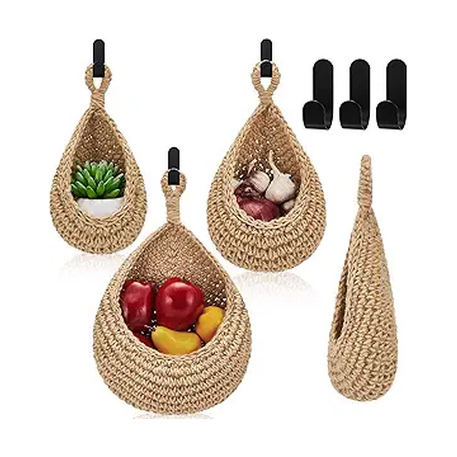 Honeydak Hanging Teardrop Wall Basket Set